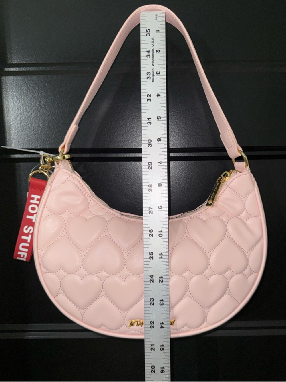 NEW Betsey Johnson Blush Pink Quilted Heart Shoulder Bag HOT STUFF CHILI PEPPER - Picture 10 of 11